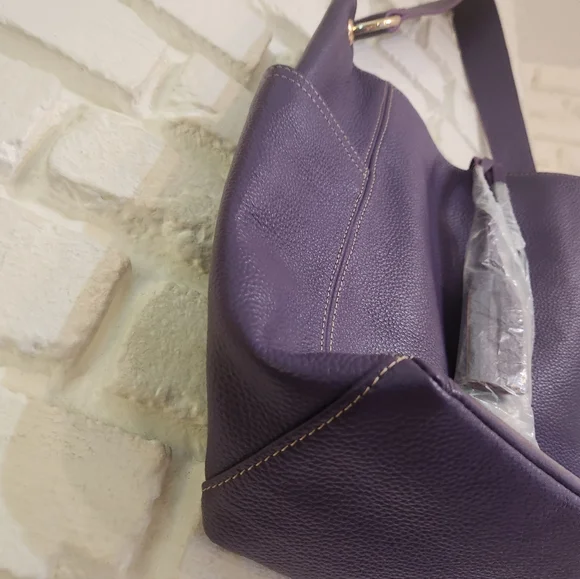 Laggo NWOT Large Purple Leather Julia Shoulder Hobo Purse - Picture 5 of 13